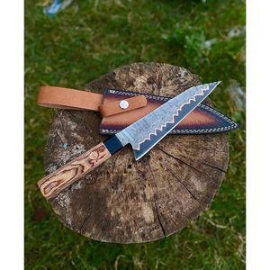 Cuchillo de Chef Burraq Hecho a Mano con Acero de Damasco, Mango de Madera, Funda de Cuero, Hoja de 7 Pulgadas, Grosor de 3.0 mm, Apto para Lavavajillas, Nuevo - Product Image 2