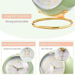 Classic Retro Twin Bell Alarm Clock | Silent Non-Ticking Analog <b>Table</b> Clock with Loud Ringer & Night Light Luminous Dial <b>Bedside</b> - Product Image 4