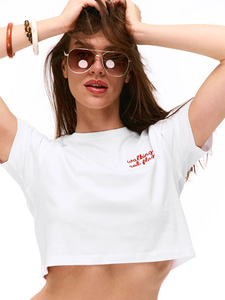Camiseta Corta Bordada para Mujer, Logotipo Personalizado, Bordado Informal, Básico, Liso, Etiqueta Privada, OEM, Venta al por Mayor - Product Image 2