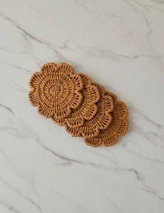 Ensemble de sous-verres en rotin tissé à la main, écologique, idéal pour la maison, le café et le bureau, matériau naturel de luxe - Product Image 3