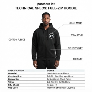 Premium 360GSM 100% Cotton <b>Full</b>-<b>Zip</b> Men's Hoodie Streetwear <b>Sweatshirt</b> - Product Image 5