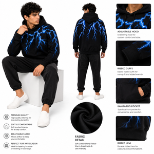 Sudaderas con Capucha Negras Personalizadas, Impresión Personalizada, Calidad Premium, Corte Holgado, Estilo Urbano Informal, 100% Algodón Tejido, Venta al Por Mayor B2B - Product Image 5