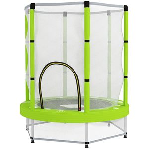 Trampolín Infantil Verde con Diseño de Nubes de 4.6 Pies con Red de Seguridad, Brincolín Recreativo para Uso en Interiores y Exteriores - Product Image 1