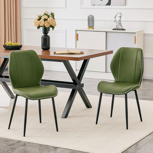 4 set di sedie da pranzo retrò in PU verde oliva con cuscino spazioso e confortevole, disponibili in più colori, in metallo nero - Product Image 2