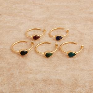 Rubí Mohave piedra preciosa hecha a mano chapado en oro forma de pera pendientes de aro elegante declaración joyería moda Stud pendientes al por mayor - Product Image 6