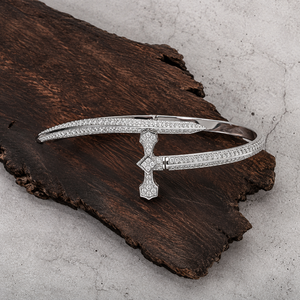 Pragalbh Jewels 925 Sterling <b>Silver</b> Micro Pave Moissanite Dagger Sword Hip Hop Bangle <b>Bracelet</b> - Product Image 3