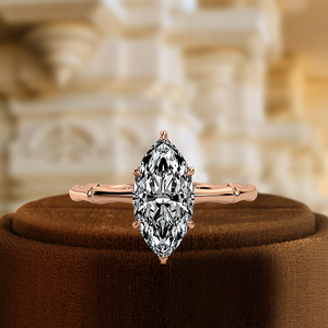 Anillo de Diamante Cultivado en Laboratorio con Corte Marquesa de 1 Quilate, Anillo de Compromiso Solitario con Halo Oculto, Anillo Certificado por IGI, Anillo de Oro Amarillo de 14k - Product Image 4