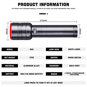 CITICITY Tactical Flashlight, 4 Modes High Lumens 1100LM White Laser Tactical Flashlights Zoom Waterproof for Hiking Camping - Product Image 2