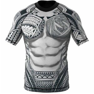 Rashguard OEM ODM Rash Guard Men Sublimation <b>Printed</b> Spandex Bjj Rash Guard Gym <b>Surfing</b> Diving Rashguard Compression Shirts MMA - Product Image 1