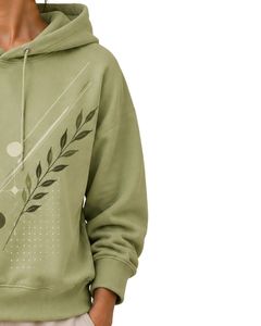 Custom Light Green Oversized Women Hoodie Custom <b>Leaf</b> Graphic Print Cotton Fleece Pullover Hooded Sweatshirt Casual Streetwear - Product Image 4