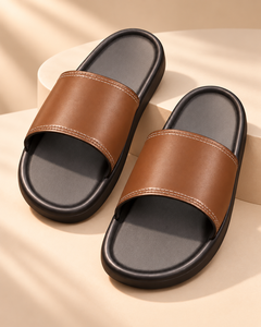 Sandalias Unisex Premium de Cuero Negro y Marrón, Ligeras, con Tira Ancha, Punta Abierta, Calzado Casual de Verano, Tallas 2-11, Venta al Por Mayor OEM - Product Image 3