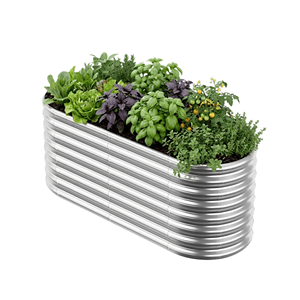 Oval Metal Raised Garden Bed Outdoor Galvanized <b>Planter</b> <b>Box</b> Kit Garden Beds for Vegetables GB026 - Product Image 1