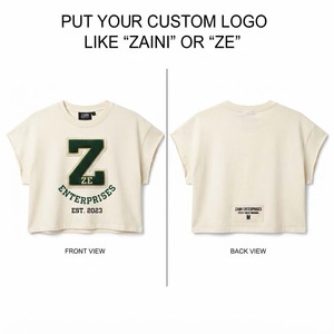 เสื้อยืดครอปท็อปทรงเข้ารูปสำหรับผู้หญิง ผ้าคอตตอนเจอร์ซีย์ 240 GSM ระบายอากาศได้ดี ป้องกันรอยยับ ปักลาย 3 มิติ คอกลม แขนสั้น สไตล์สตรีทแวร์ - Product Image 1