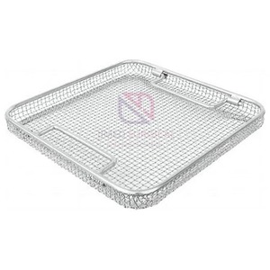Reusable Stainless Steel Sterilization Mesh Tray 10x9.5x4 | OEM Custom Wire Mesh <b>Box</b> <b>Drop</b> Handle Manual Medical Surgical Use - Product Image 4