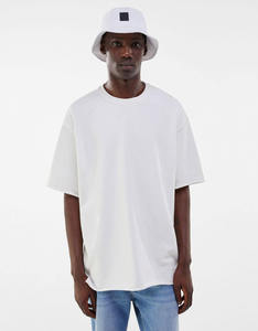 เสื้อยืดคอกลมสีขาวล้วนทรงหลวมโอเวอร์ไซส์แขนสั้นสำหรับผู้ชาย - Product Image 5