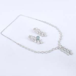 Aria CZ Designer Gold-Plated Zircon Necklace and Earring Set for Bridal Wedding Festival - Product Image 4
