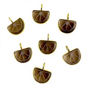 Colgante de Cuarzo Ahumado Tallado en Forma de Melón con Plata de Ley 925 Bañada en Oro, Colgante de Cuarzo Ahumado Natural Tallado, Venta al por Mayor - Product Image 1