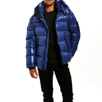 Chaqueta de Plumón de Ganso Brillante con Capucha para Hombre, Chaqueta Acolchada Personalizada con Logotipo, Chaqueta de Moda Urbana