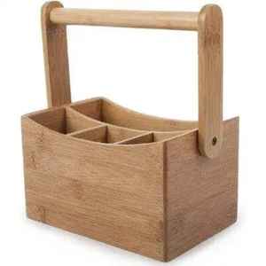Porte-couverts en métal martelé avec poignée, organisateur de couverts à 3 compartiments, support de rangement pour ustensiles de table - Product Image 2