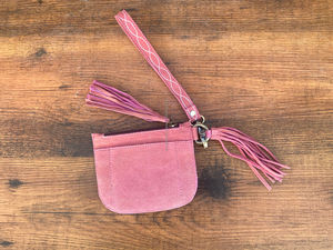 Real Suede Leather <b>Boot</b> Stitch Tassel <b>Zipper</b> Coin Purse Genuine Leather Large Capacity Change Purse Wrist Mini Women Wallets - Product Image 5