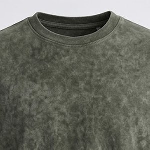 Wholesale Custom Printed Logo Price Best Selling Men's Green <b>Acid</b> Washed Oversized <b>Drop</b> Shoulder T-Shirts Heavy Cotton Outwears - Product Image 5