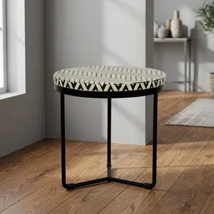Modern Industrial <b>Glass</b> Metal Nesting <b>Side</b> <b>Table</b> Set with Decorative Gear Shelf Round Accent Furniture for Stylish Home Interior - Product Image 4