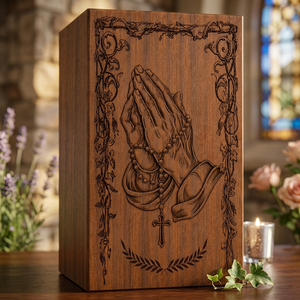 Wooden Cremation Urn <b>Memorial</b> Ash Holder Carved Decorative Keepsake <b>Box</b> Custom Commemorative Funeral Supply - Product Image 1