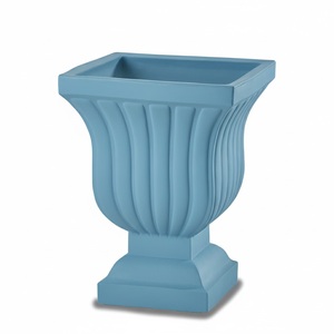 Urne de jardin en métal noir fini avec base carrée, jardinière classique d'extérieur pour la décoration de fleurs et de plantes vertes, urne de jardin - Product Image 4