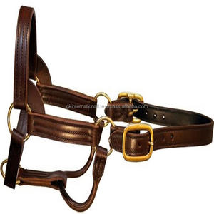 Triple couture Double couche souple rembourré en cuir véritable cheval licou et accessoires solides réglables raccords en laiton robustes - Product Image 1