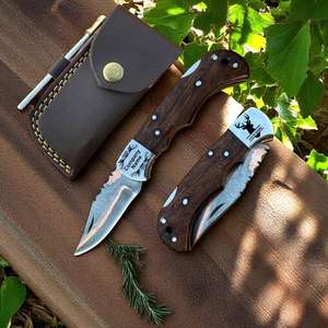 Cuchillo Plegable de Acero de Damasco Hecho a Mano Personalizado de Primera Calidad, Mango de Madera de Palisandro, Cuchillo Utilitario de Bolsillo EDC Más Vendido, Logotipo Personalizado OEM - Product Image 1