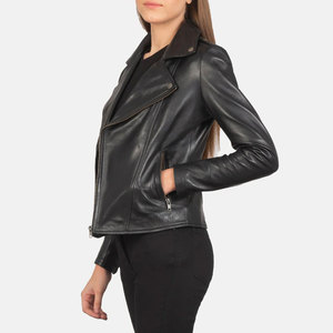 Chaqueta Corta de Cuero de Alta Calidad para Mujer, Impermeable, Resistente al Viento, Cómoda, con Bloques de Color, Estilo Motero - Product Image 4