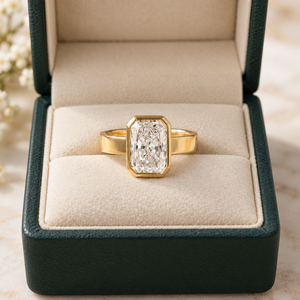 Wholesale Classic Handmade Party Bezel Set 10K 14K 18K Solid Gold 3CT Radiant Cut Lab Grown Solitaire Diamond Ring <b>Fine</b> <b>Jewelry</b> - Product Image 6