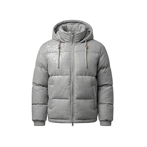 Hooded Quilted Waterproof <b>Bubble</b> Jacket Black Full Sleeve Winter Windproof Cotton Shell Knitted Fabric Polyester Filling Stand - Product Image 1