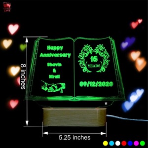 Eco Friendly 3D Illusion Multi Color Acrylic LED <b>Lamp</b> with Open Book Design Decorative Night Light For Room Home Office For Sale - Product Image 2
