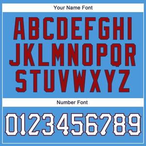 Maillot de baseball personnalisé authentique bleu poudré, blanc et rouge, brodé, uniforme sportif d'équipe personnalisé, polyester respirant - Product Image 6