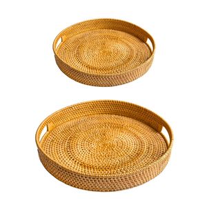 Round Wicker RATTAN <b>BASKET</b> / <b>TRAY</b> Rattan <b>Tray</b> Handmade Decorative <b>Tray</b> for Home Accessories Natural Woven <b>Tray</b> for Daily Use - Product Image 1