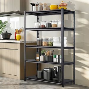 Scaffalature da Garage Regolabili in Altezza 78 Pollici, 5 Ripiani, Capacità 2200 Libbre, Organizzatore Metallico per Stoccaggio, Scaffali Utilitari Larghi per Magazzino - Product Image 4