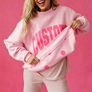 Sudadera de punto de forro polar oversize para mujer, con estampado de letras, hombros caídos asimétricos, capucha y longitud regular, transpirable por delante. - Product Image 3