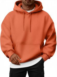 Sweat-shirt à capuche noir tendance pour homme, coupe classique, en coton French Terry, pull décontracté, couleur unie, avec poches, idéal pour l'automne - Product Image 3