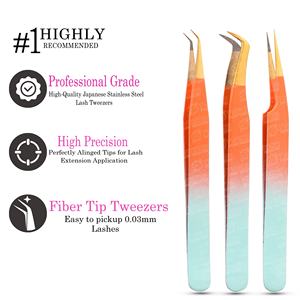 Pince d'extension de cils en acier inoxydable de haute qualité à prix personnalisé vente en gros 5 pièces pointues disponibles toutes les couleurs pour cils - Product Image 5