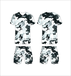Ensemble d'uniformes sportifs sublimés personnalisés pour hommes, maillot et short respirants, motif camouflage gris et blanc, équipement d'entraînement d'équipe - Product Image 1
