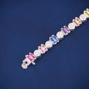 A colorful tennis diamond unisex <b>bracelet</b> custom piece moissanite D vvs diamonds 925 sterling <b>silver</b> diamond tester pass unique - Product Image 5