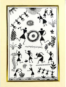 Pintura Madhubani de Bihar, Estilo Vintage, Hecha a Mano en 3D, Arte Folclórico Indio - Product Image 1
