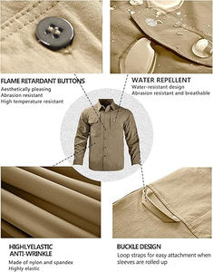 เสื้อเชิ้ตแทคติคอลคุณภาพสูงสำหรับผู้ชาย ระบายอากาศได้ดี แห้งเร็ว แขนยาว ป้องกันแสงแดด เหมาะสำหรับกิจกรรมกลางแจ้ง น้ำหนักเบา ติดกระดุม - Product Image 4