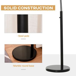 Lampada da Terra Contemporanea Trilage Arc con 3 Paralumi a Tamburo, Palo in Acciaio e Base in Marmo per Soggiorno e Camera da Letto - Product Image 6