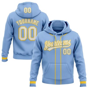 Men's Light Blue Hooded Sweatshirt Custom Name Number Heat Transfer Printing Casual Autumn Wear Regular Fit - Product Image 1