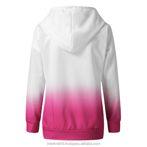 Sudadera con capucha para mujer, jersey informal de manga larga con estampado de corazones en azul degradado y blanco, con bolsillos, ropa de otoño - Product Image 2