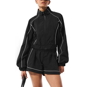 ชุดเสื้อกันลม 2 ชิ้นสำหรับผู้หญิง ไนลอน โพลีเอสเตอร์ไฟเบอร์ น้ำหนักเบา กันลม คอตั้ง ซิป สำหรับใส่ลำลองทุกวัน - Product Image 1