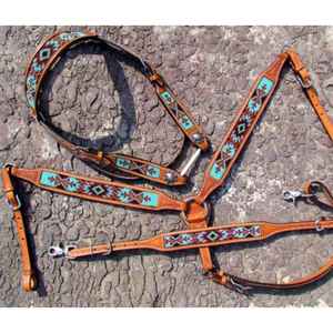 Ensemble de têtière et de cuirasse Western en cuir marron de haute qualité au meilleur prix - Product Image 2