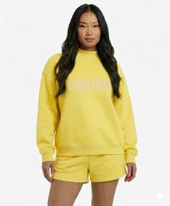 Ensemble short et col montant brodé pour femme, chaud et épais en molleton, coupe oversize streetwear, épaules tombantes – Nouvelle collection hiver, best-seller - Product Image 6